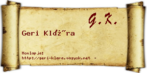 Geri Klára névjegykártya